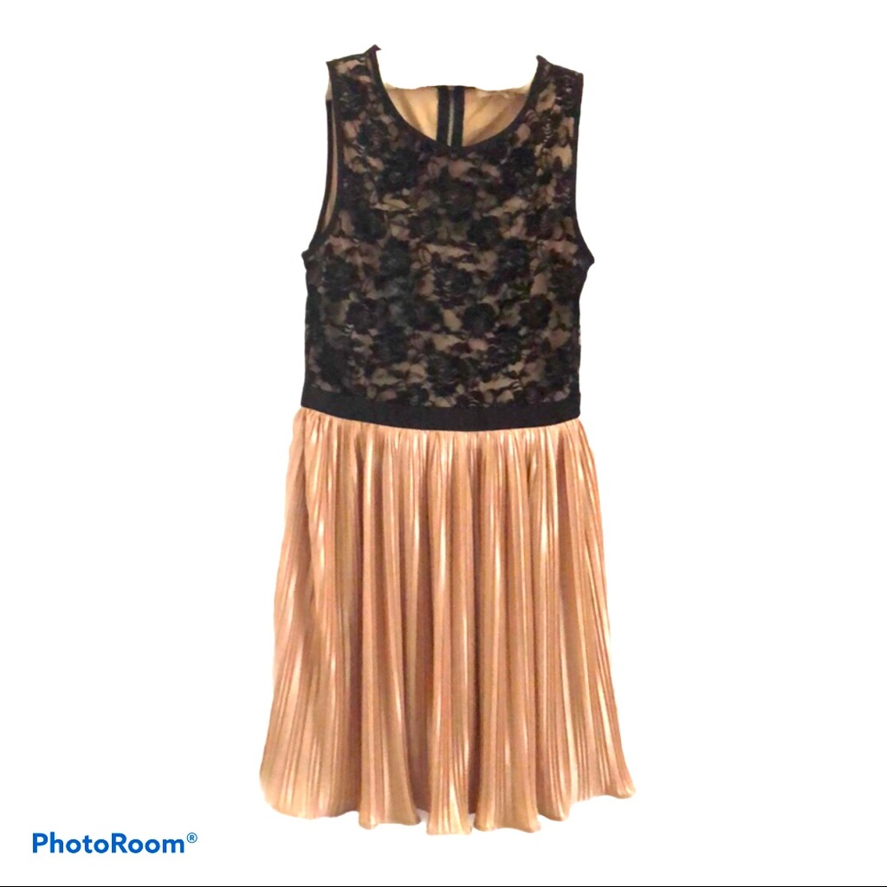 New! Gold Black Lace Roses Girl Party Dress Size‎ S
